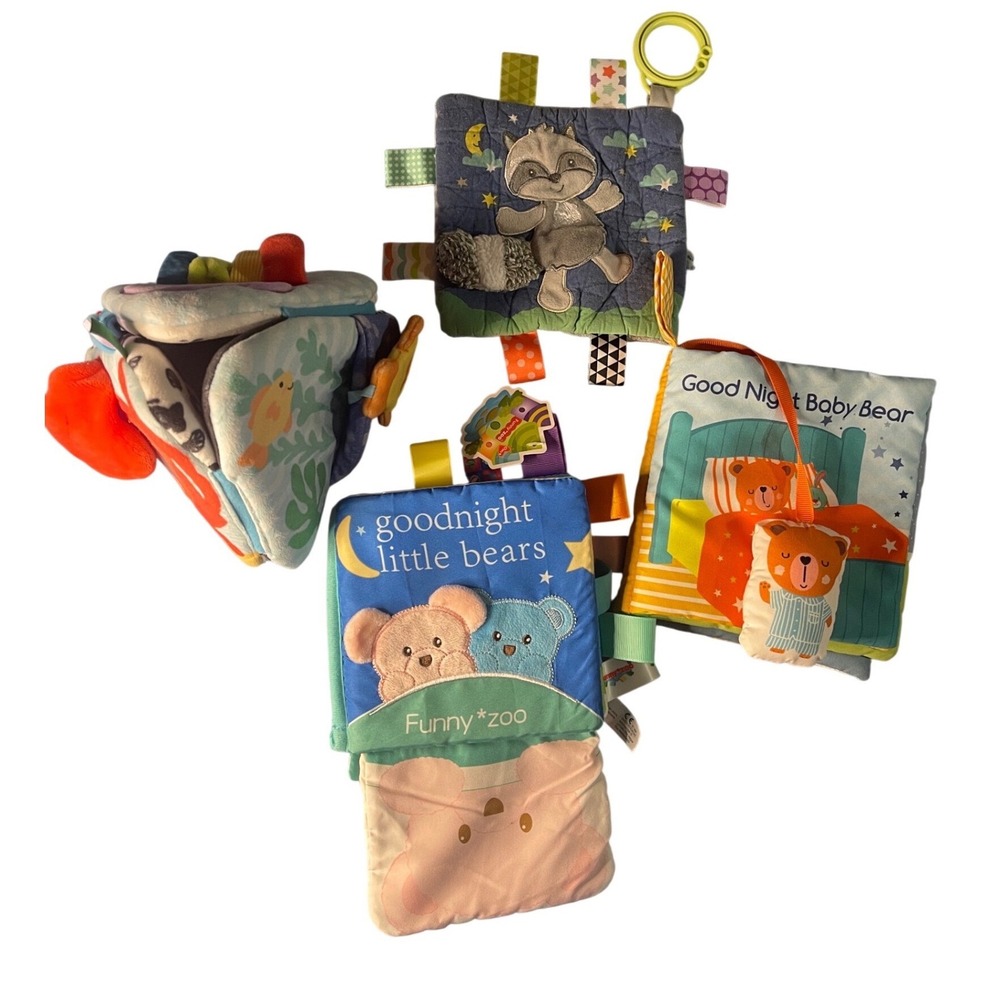 Funny Zoo Soft Cloth Baby Book Lot Sensory Crinkle Mirror Plush Infant Toy Set
